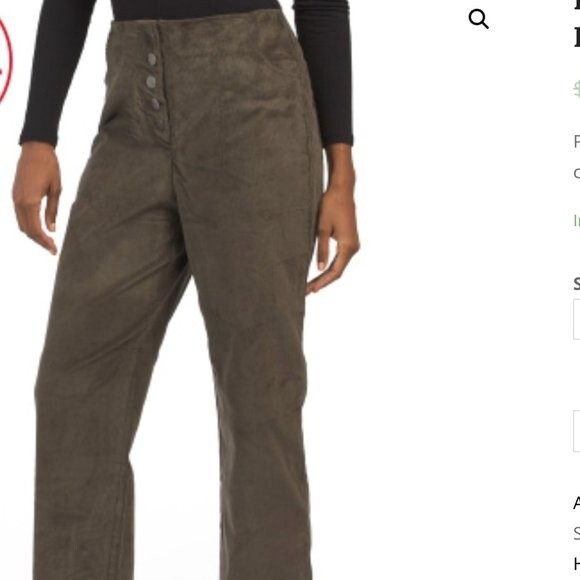 HOUSE OF HARLOW WIDE LEG BUTTON FLY CORDUROY PANTS SIZE 10 OLIVE GREEN - Picture 1 of 7